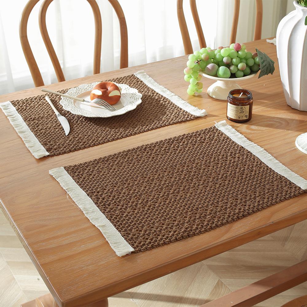Nordic cotton and linen table flag modern simple light luxury high-end dining table mat festival tableware mat woven color matching spot