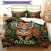 3pcs Custom Name Tiger Bedding Set Duvet Cover Closure Includes 1 Duvet Cover & 2 Pillowcases, Soft and Comfortable for All Seasons.