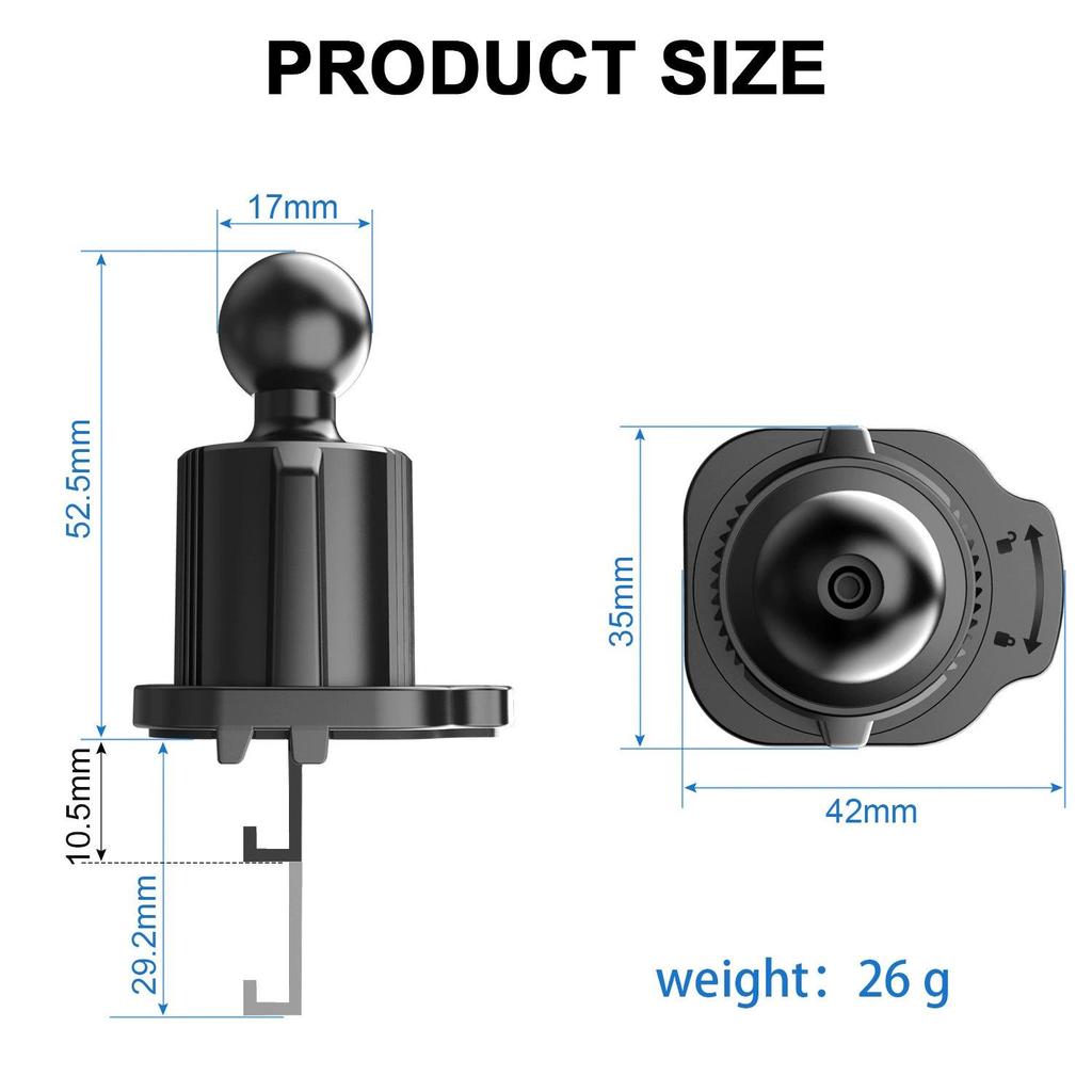 Universal Car Vent Phone Holder with Metal Hook and 17mm Ball Clip