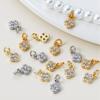 5Pcs/Pack 6mm 14/18K Gold Color Plated Flower Pendants with Zircon for DIY Bracelet Necklace Jewelry Making Accessories