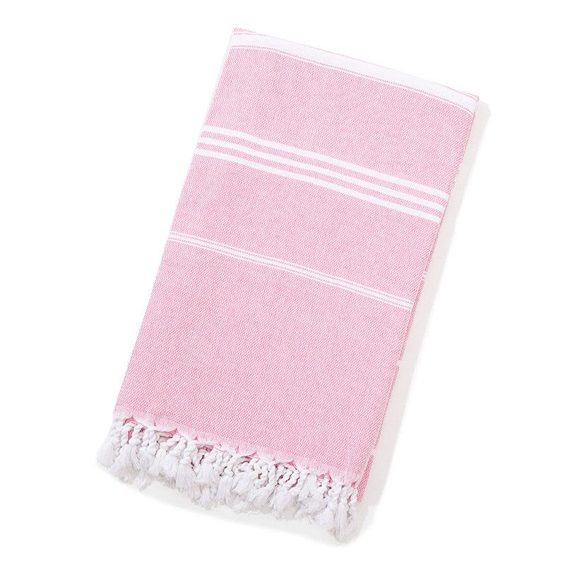Custom Pure Cotton Turkish Striped Beach and Sauna Towel with Non-Stick Sand and Tassels for Adults