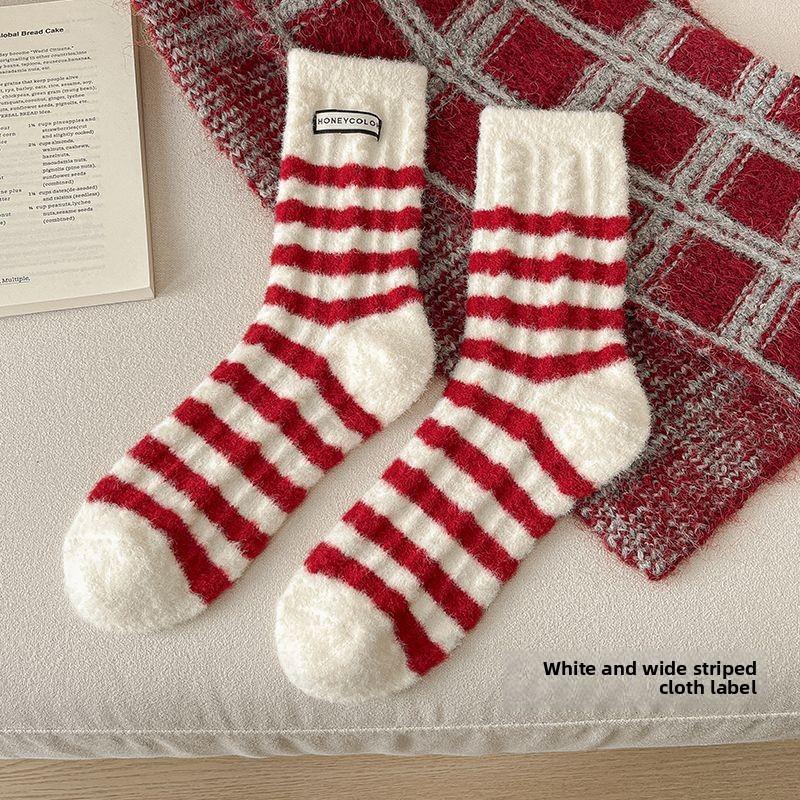 Autumn and Winter Socks Thickened Thermal Socks Christmas Plush Home Sleeping Socks