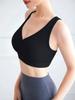 Women Yoga Bra Sports Ribbed V Neck Workout Jogging Wirefree Casual Vest