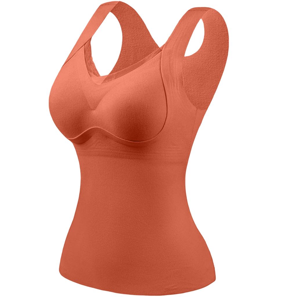 Ladies' Lace Fleece Warm-Up Vest With Semi-Fixed Cups And Integrated Thickened Fleece Thermal Underwear