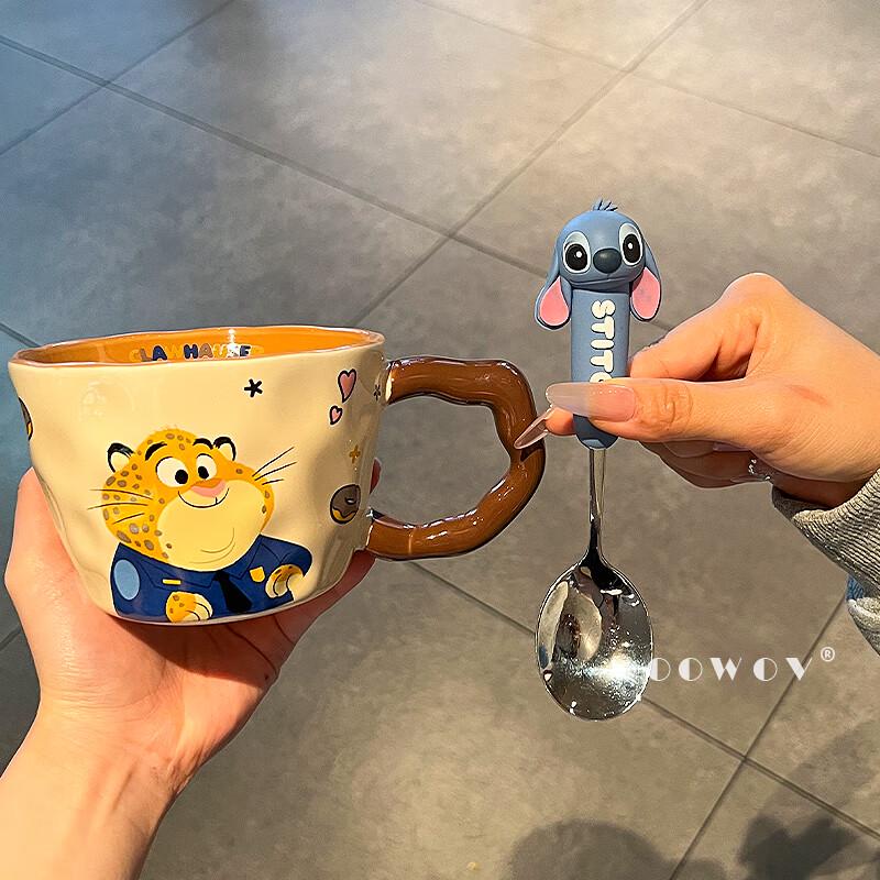 Disney Couple Ceramic Mug Set with Spoons