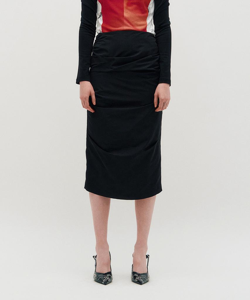 Kimjisu Draped Long Skirt _ Black