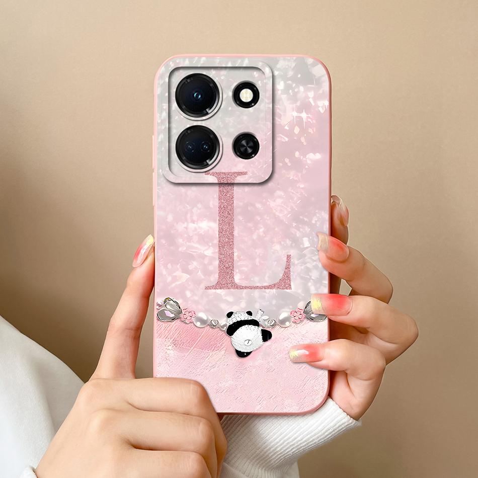 For Infinix Note 30 Pro 30i 30 VIP Phone Case Cute Panda Letters Soft High Quality Liquid Silicone Shockproof Couple Back Covers