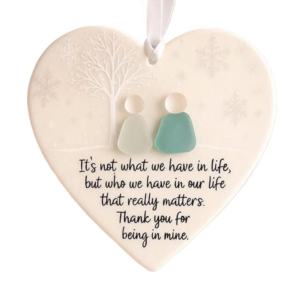 Heart-Shaped Sea Glass Friendship Decor Timeless Heart Keepsake Friendship Heart Ornament for Christmas Tree Hanging Ornaments