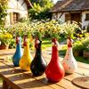 Wetterbeständige Gartenkunst Harz Großäugiges Hühnchen Vase für Blumen, Niedlicher Tier Pflanztopf, Kleine Blume Dekorative Figur Haus Topf, Statue
