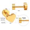 K Gold Plated White Gold Plated Posts Pair of Flat Back Stud Earrings for Women | Heart Earrings