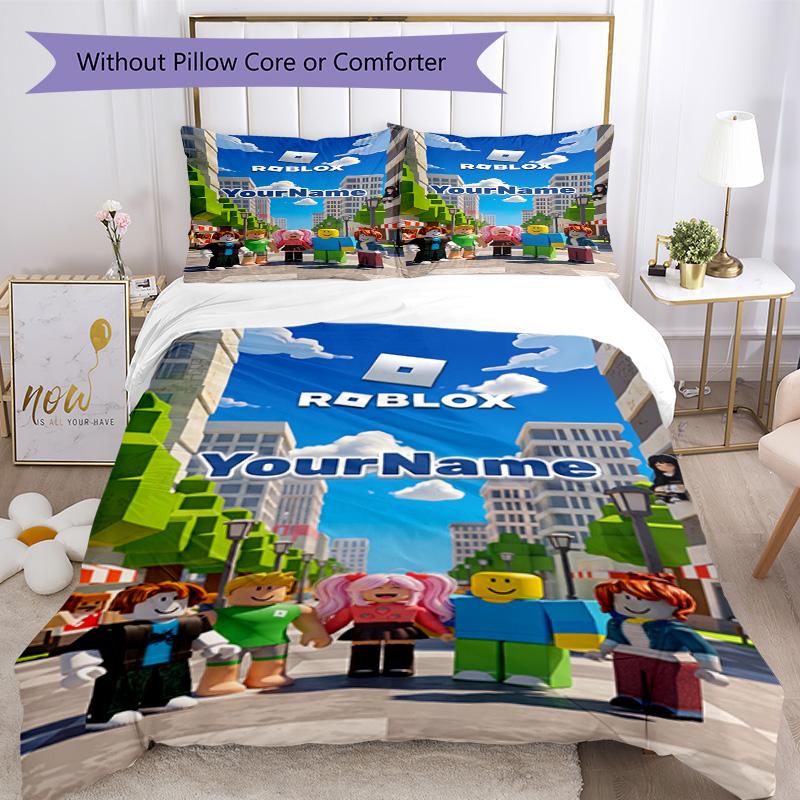 Roblox 63 Customize Your Name Bedding Set Breathable Duvet Cover with Pillowcases Home Decoration Birthday Gift