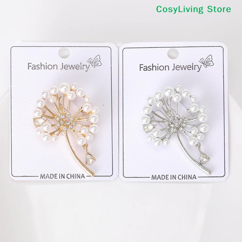 1Pc Rhinestone Dandelion Pins Women Pearl Plant Brooches Banquet Party Backpack Gifts Jewelry Accessories