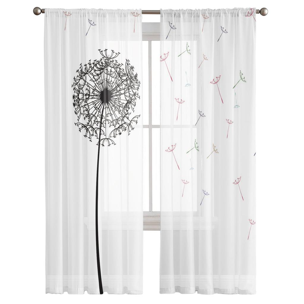 Lack White Dandelion Seeds Tulle Curtains For Living Room Voile Sheer Window Curtain For Bedroom Chiffon Curtains For Kitchen