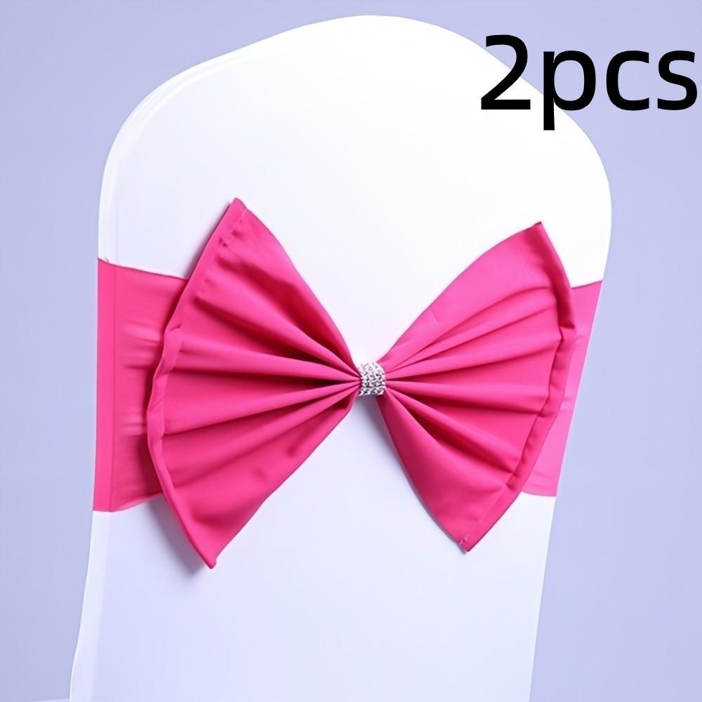 2pcs Multicolor Satin Chair Sashes Band Reusable Chair Back Ribbon Durable Chair Bow Tie  Birthday