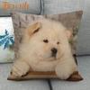 Custom Chow Chow Dog Pillowcase Cartoon Girl Wedding Decorative Cotton Linen Pillow Case For Home Pillow Cover 45X45Cm One Side