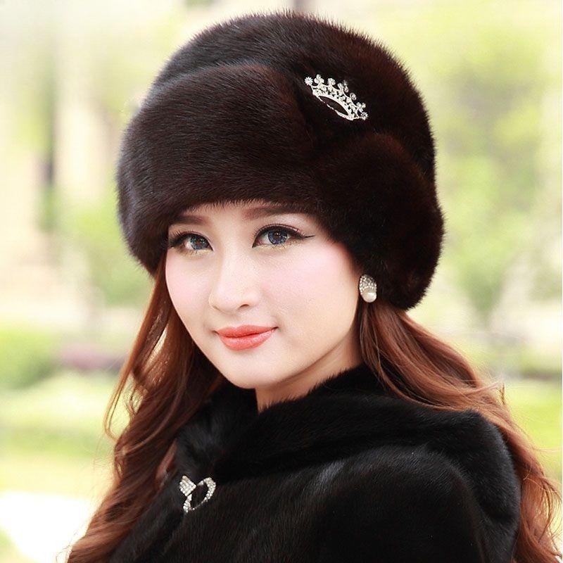 Faux Mink Hat Winter Women's Eco-friendly Mink Hat Winter Middle-aged and Elderly Warm Ear Protection Fur Beret