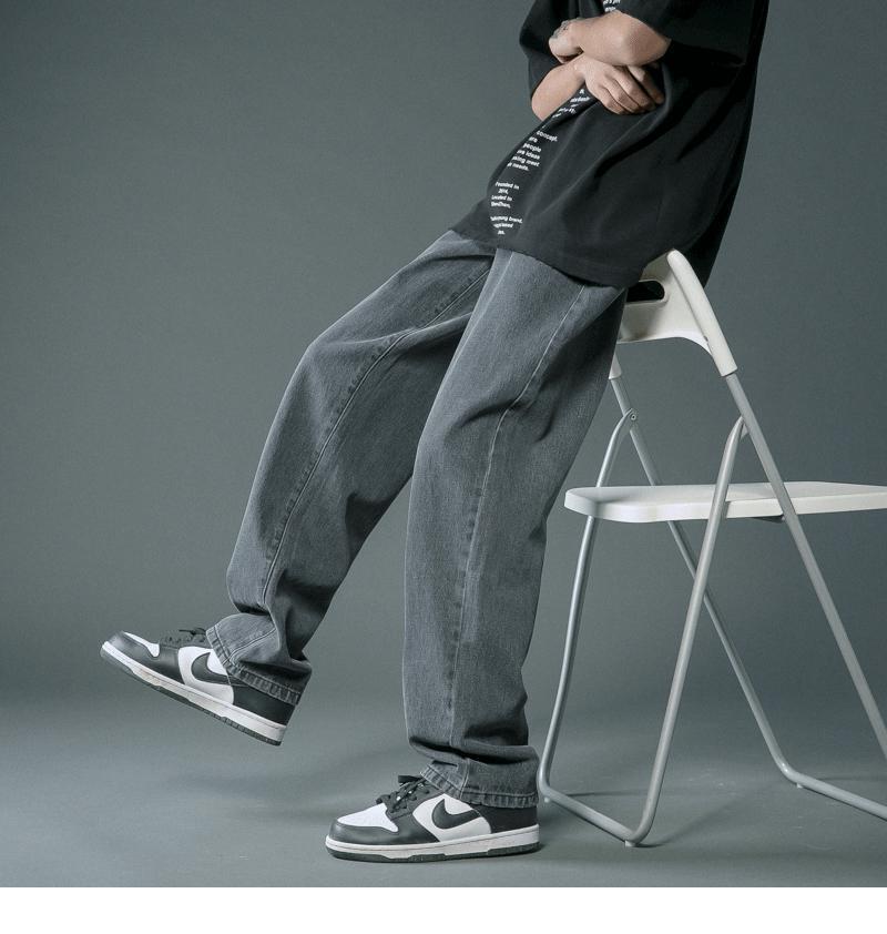 Men's Trendy Wide-Leg Loose Jeans - Casual Straight-Fit Dad Jeans for Couples