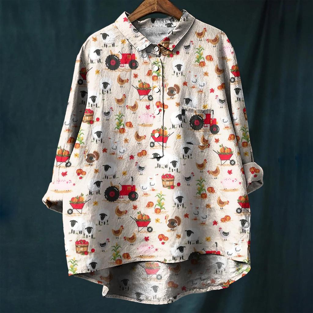 2025 European & American Casual Holiday Long-Sleeve Hawaiian Print Shirt