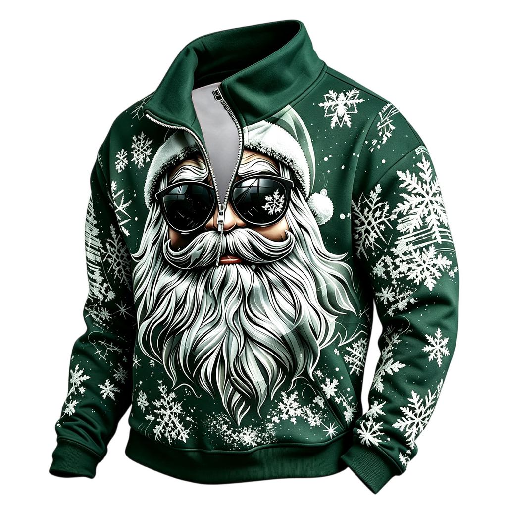 Men's Casual Long Sleeve Full-Zip Sweatshirt with Stand Collar Athletic Top