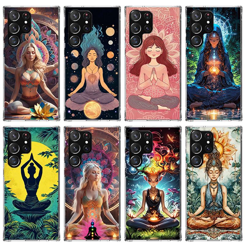 Meditation Yoga Girl Phone Case For Samsung Galaxy S23 S24 S25 Edge S26 Ultra S22 + S21 Plus S20 FE Cover Silicone Print Shell G