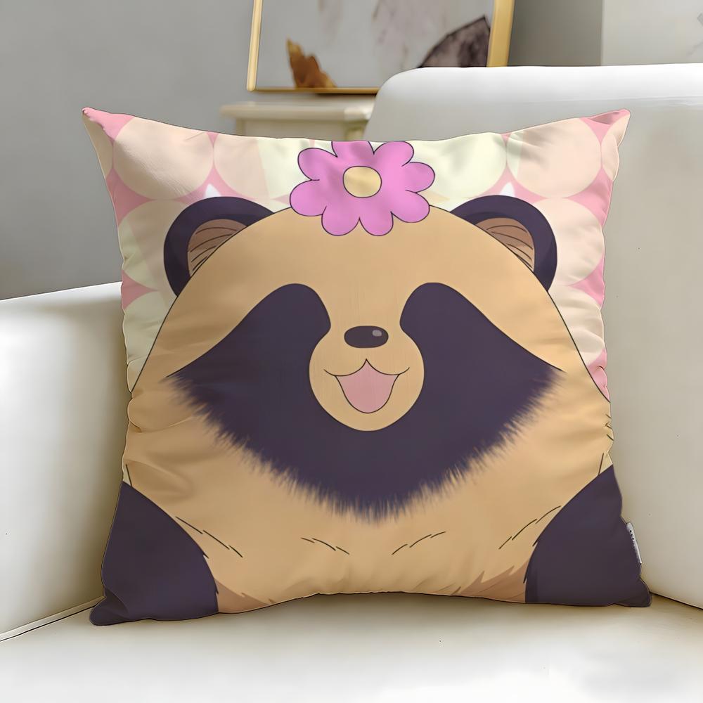 

theme with you and the rain tanuki Cushion Cover Soft EasyWash Pillow Case Versatile for Couch Bed Travel and Office 30X30cm