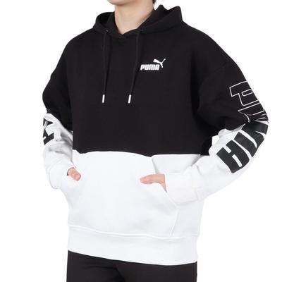 POWER Colorblock Hoodie 678408 01 BLK X White M M Women's Fleece-Lined (Black / / Lady's)