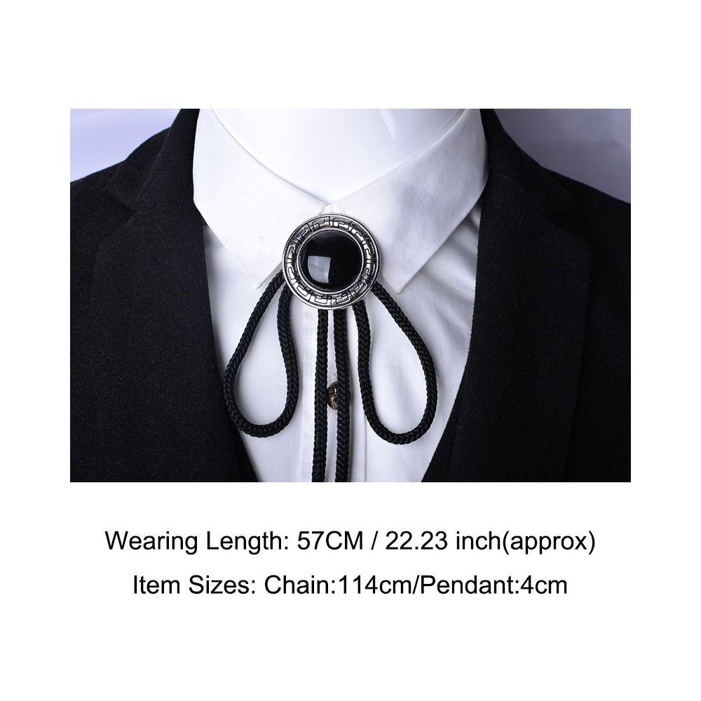 Round Bolo Tie Western Cowboy Shirt Imitation Gem Pendant Vintage Star Necklaces For Men Women