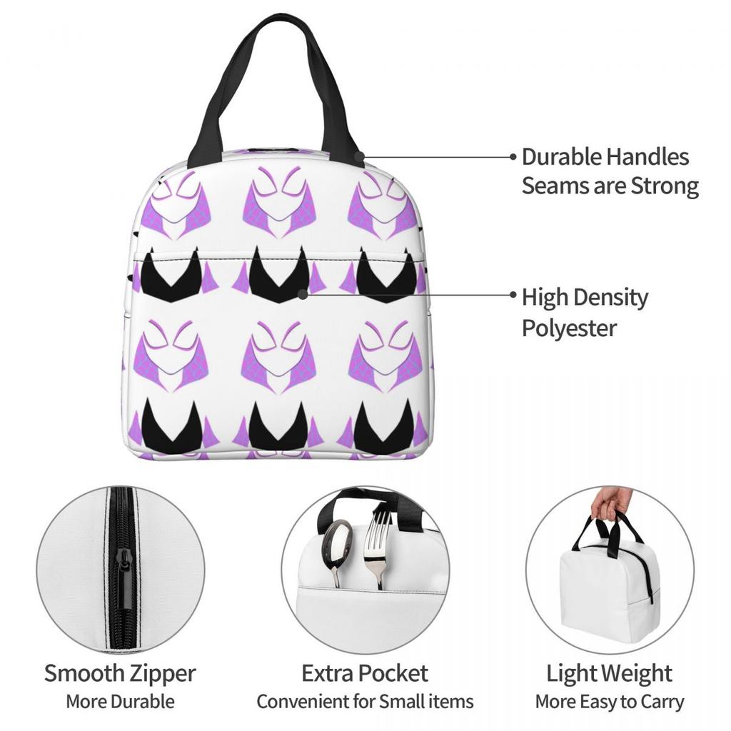Gwen Stacy Spider Versión Superior Bolsa de Almuerzo Aislada para Mujer Refrigerador de Oficina Contenedor de Caja de Comida Térmica Bolsas de Almuerzo Tote