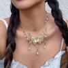 Women Necklace Multi Layer Chain Imitation Pearls Decor Butterflies Charm Choker Necklace Adjustable Length Neck Jewelry