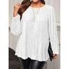 JPNTKY Women's Fashion Casual Solid Color Print O-Neck Long Sleeve  Blouses & Shirts