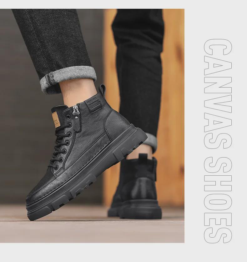 Pánské retro vysoké boty Martin - Kožené boty v britském stylu pro volný čas a do práce