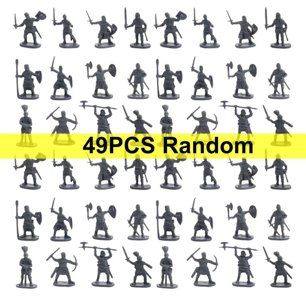 49pcs Mini Medieval Soldier Figurines Detailed Miniature Soldiers for Diorama Tabletop RPG War Games Historical Collectibles ZSY