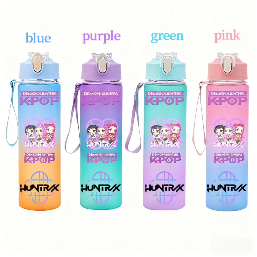 KPop Demon Hunters Gradient Water Bottles Student Adult Drinking Cup Portable High-capacity Outdoor Drink Bottle Gift 750ML Kid Friendly Entertaining
