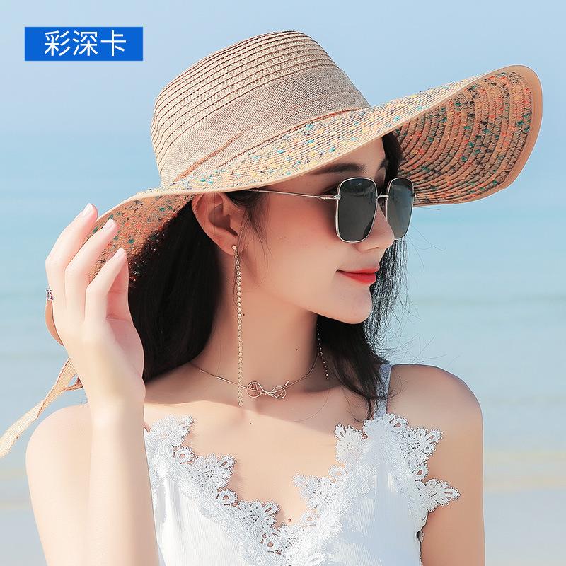 Beach straw hat summer seaside big eaves sunscreen visor versatile travel big edge foldable sun hat