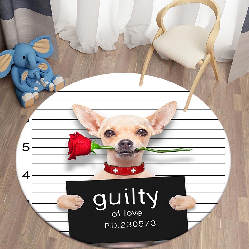 

Круглый ковер с принтом Bad Dog Cat, коврик для дома, гостиной, дивана, спальни, украшение пола, ковер из полиэстера 40cm