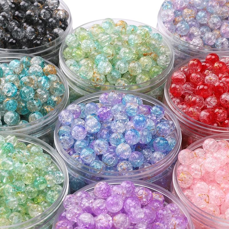 8mm/10mm Cracked Patterned Beads Irregular Color Acrylic Beads For DIY Jewelry Making