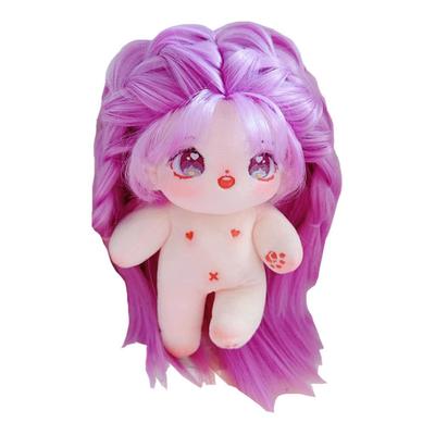 Niannyyhouse 20cm Kokvilnas Plīša Lelle, Violeta, Gari Taisni Mati, Meitene, Sprogaini Mati, Iekļauta Apģērbšana (2 Skeleti)