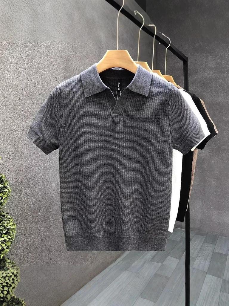 2026 Hochwertiger atmungsaktiver Herren-Polo-Strickpullover - Stilvolles, vielseitiges Kragen-T-Shirt
