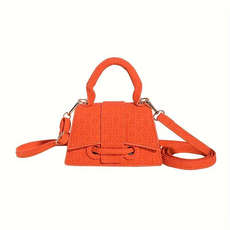 Woven Pattern Mini Handbag Women Solid Color Crossbody Bag Fashion Top Handle Square Purse