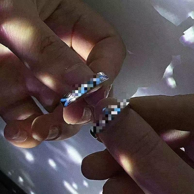 Popular Luminous Meteor Shower Star Couple Rings - Elegant Light Luxury Gift for Student Girlfriends