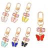 7PCS Ornaments Rhinestone Butterfly Keychain Pendant Key Ring Sweet Crystal Bow Key Chain  Bag Decor