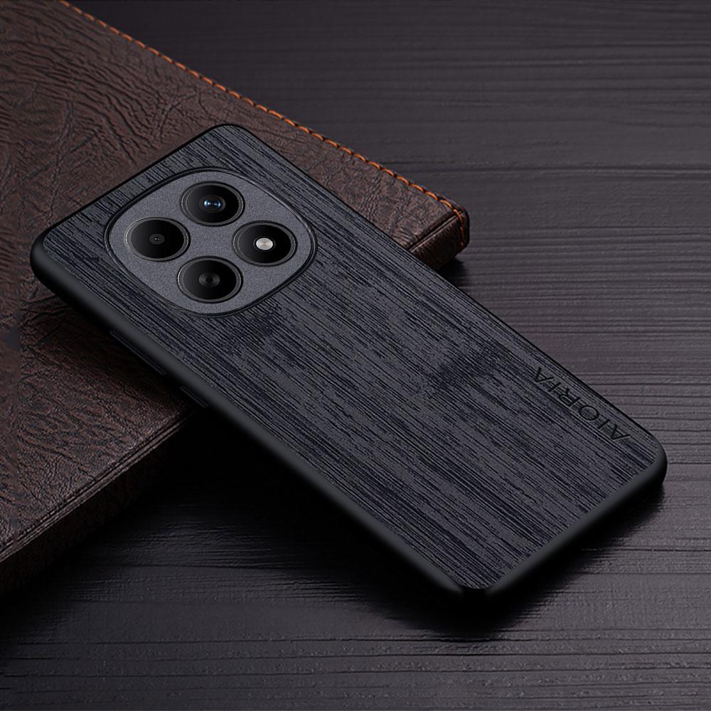 

Чехол для Xiaomi Redmi Note 15 14 Pro Plus 4G 5G funda Прямая текстура дерева ПУ кожаная крышка для телефона для redmi note 15 pro чехол Redmi Note 15 Pro+ чёрный
