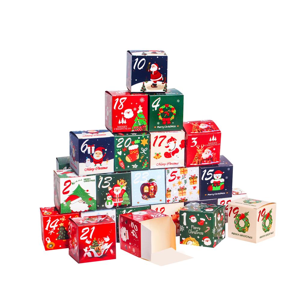 24pcs Countdown To Christmas Countdown Number Candy Box Gift Box Christmas Party Decoration Box Paper Box Gift Box