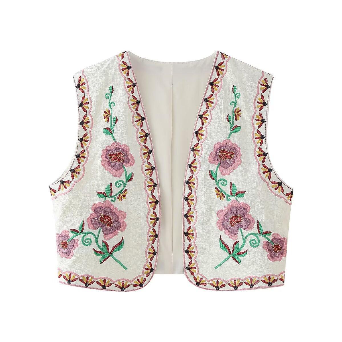 

Summer Women s Vest with Fashion Retro Embroidered Vest Outside M