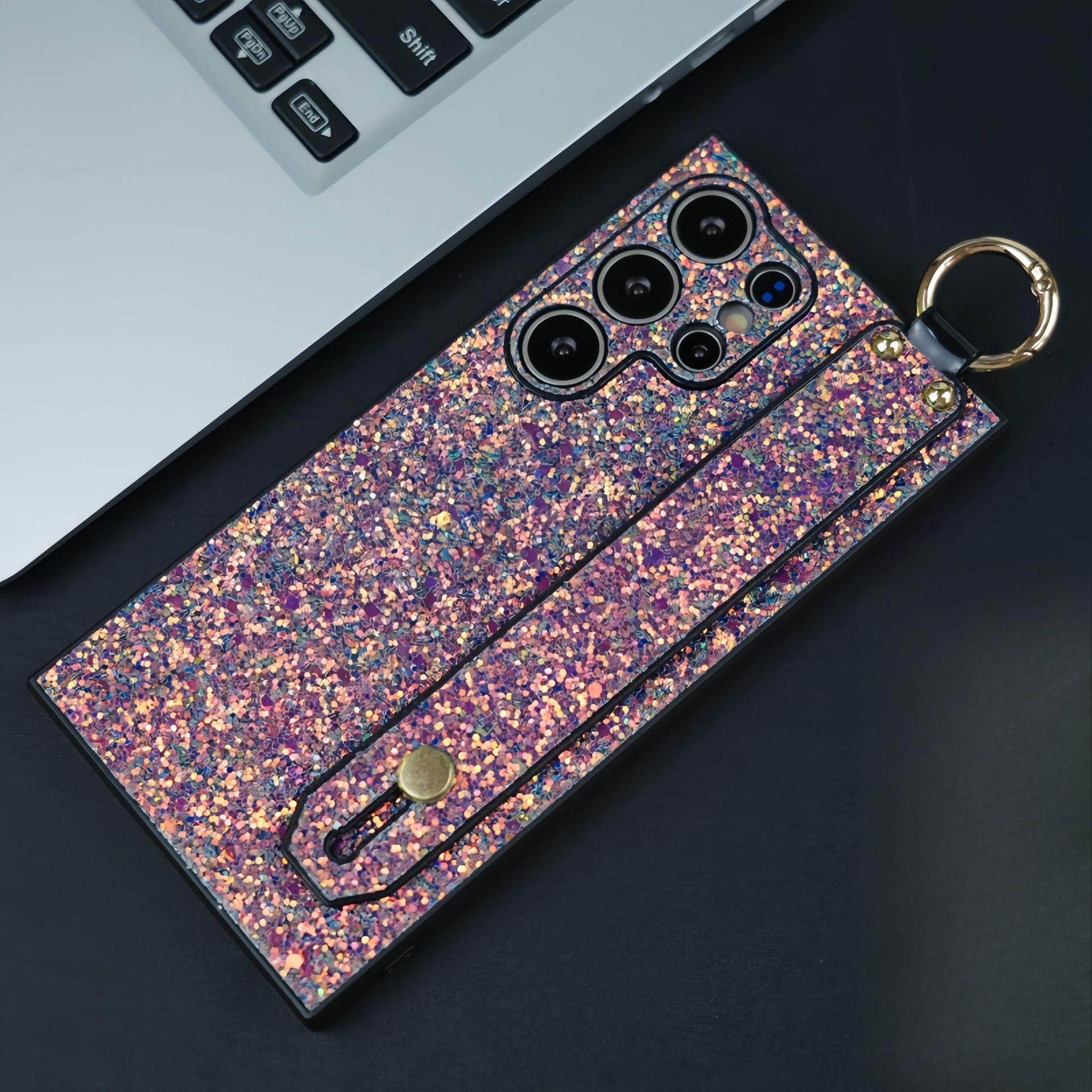 

Подходит для чехла для телефона Samsung S25Ultra, S24plus версия с браслетом, всесторонний, S22/S1 чехол-подставка с браслетом из сверкающих бриллиантов Samsung S21