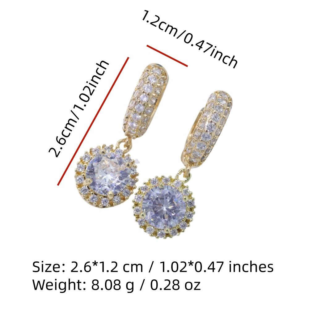 1 Paar einfache runde Hängeohrringe für Damen Zirkonia Ohrring Schmuck Hochzeitsfeier Zubehör