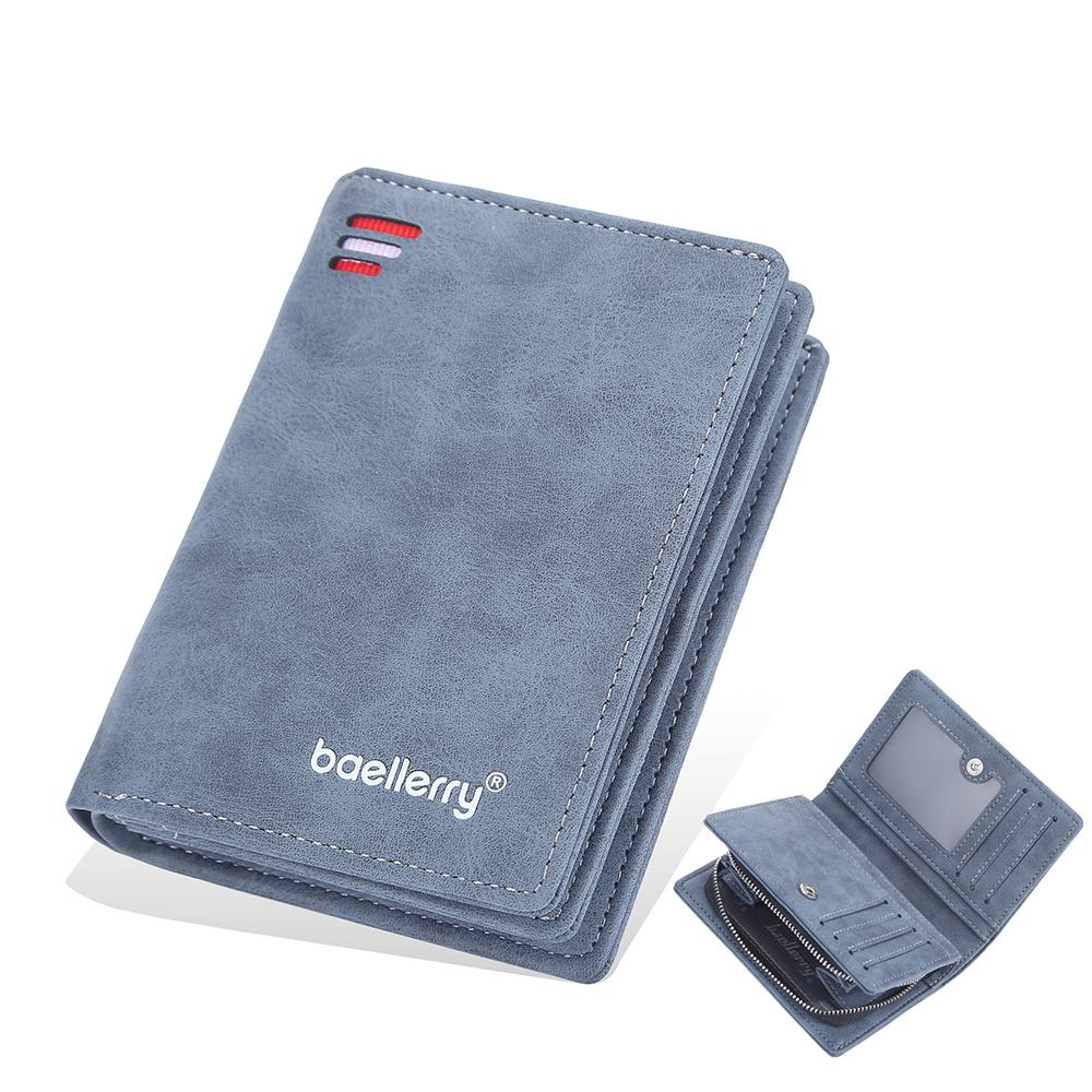 Men Pu Genuine Leather Short Wallet With Zipper Coin Pocket Vintage Big Capacity Male Short Money Purse Card Mount New
