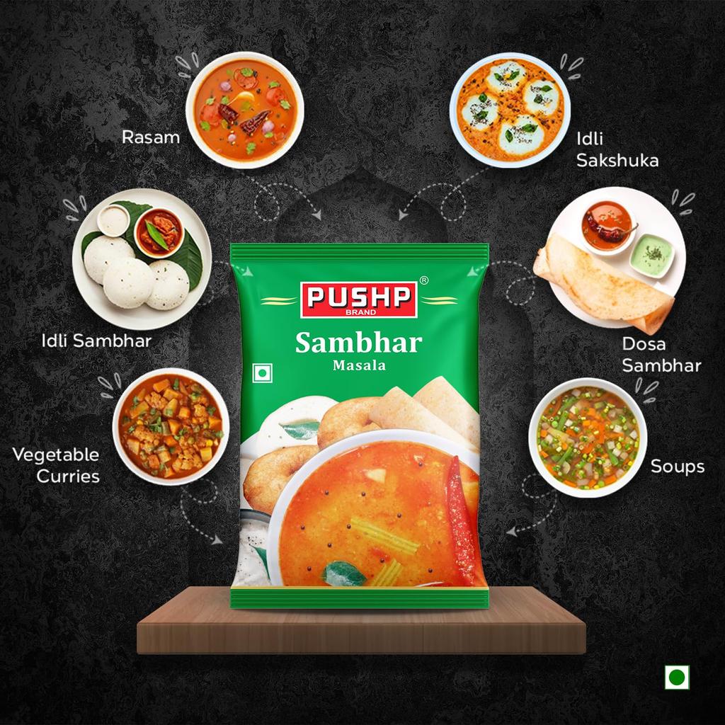 Pushp Sambhar Masala Powder 200g Pack Of 2 Traditional South Indian Spice Blend For Authentic Homemade Taste And Aroma