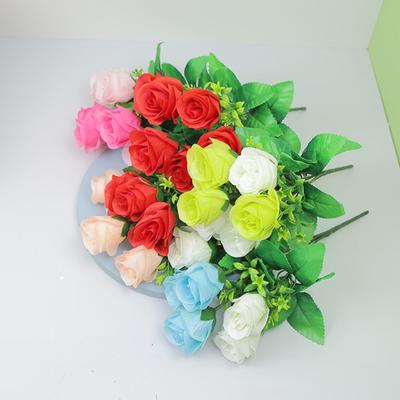 Artificial Rose Flower 6 Heads Fake Silk Floral Arrangement Realistic Rose Bouquet with Long Stem for Bridal Bouquet Valentines Day Anniversary