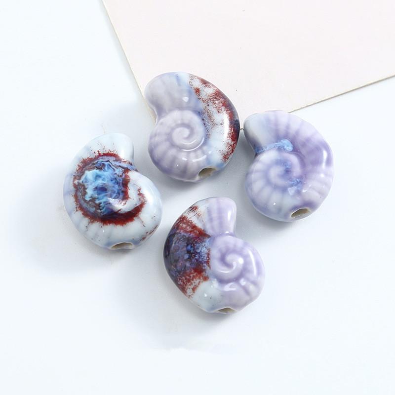 5pcs/Lot Mix Ceramics Shell Conch Spacer Beads For Jewelry Making Supplies Ocean Animal Loose Bead DIY Necklace Earring Finding